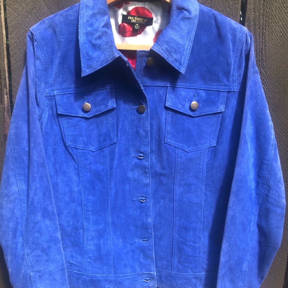 Twiggy London Periwinkle Suede Leather Jacket XL